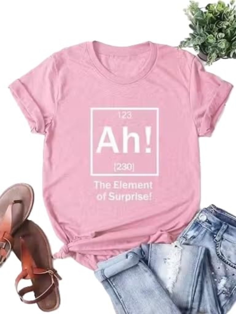 Ah! The Element of Surprise Shirt Chemistry Joke Tee Pink Size Medium